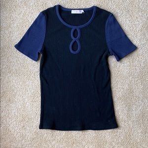 Tory Burch ribbed short sleeve shirt